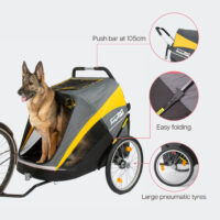 Features of the innopet hercules bike trailer and large dog wagon include large pneumatic tyres and an easy folding system