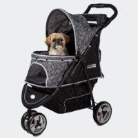 Small shih tzu dog in Dog stroller InnoPet Allure Onyx with fun design