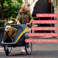 De InnoPet Hercules 2.0 is een stevige driewielige hondenwagen voor grote honden zoals retrievers, herders en rottweilers.