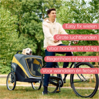 De InnoPet Hercules 2.0 fietskar kan ook worden gebruikt als hondenwagen voor grote honden.