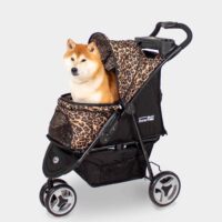 InnoPet Allure Cheeta pet wagon with shiba dog
