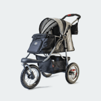 innopet hondenbuggy comfort air eco zwart grijs schuin voorkant gaas open