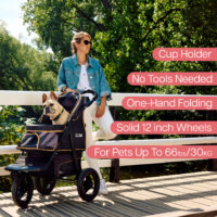 The InnoPet Adventure is an All Terrain dog pram that can go off road with ease due to their thick unpuncturable tyres