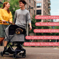 The InnoPet City Buggy is a grey-coloured dog buggy that folds up very compactly, perfect when travelling with your dog or cat.