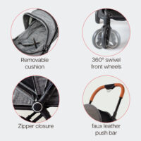 Features of the InnoPet City Buggy dog pram include removable cushions, a one-handed folding system and double zip closure.