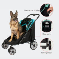 Features of the InnoPet Mamut include a one-hand-folding system, a rear opening with low entry and a parking break