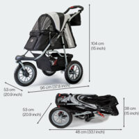 Measurements InnoPet Comfort EFA Eco Black Silver / Afmetingen InnoPet Comfort EFA Zwart Zilver