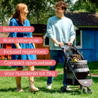 De InnoPet Avenue shiney grey rood met grijs is een lichtgewicht hondenbuggy die compact opvouwt voor kleine honden en katten