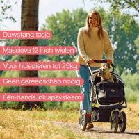 De populairste hondenbuggy in Europa: de InnoPet Comfort EFA zwart zilver. Deze stevige buggy met solide wielen is perfect voor honden en katten.