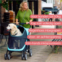 De InnoPet Mamut is een grote hondenwagen voor rassen zoals retrievers, Engelse buldoggen en rottweilers. Kleur: Ocean Blue