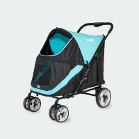 Product image of the InnoPet Mamut Heavy Dog Trailer Ocean Blue Oblique View Mesh Opened