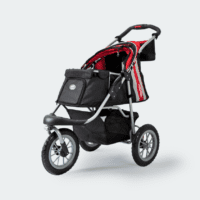 innopet hondenbuggy comfort efa rood zwart schuin vooraanzicht helemaal open