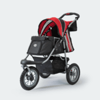 innopet hondenbuggy comfort efa rood zwart schuin vooraanzicht gaas open