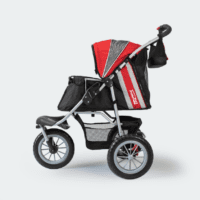 innopet hondenbuggy comfort efa rood zwart zijkant gaas open