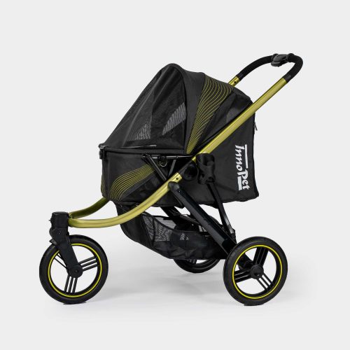 nnoPet Premium Comfort hondenbuggy lichtblauw met gesloten kap en grotPU wielen voor comfortabele wandelingen.