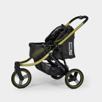 InnoPet Premium Comfort hondenbuggy in zwart met de kap naar achteren geopend voor eenvoudige instap.
