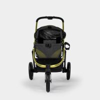 Vooraanzicht van de InnoPet Premium Comfort hondenbuggy zwart met geopende voorinstap.