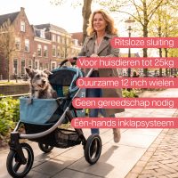 De InnoPet Premium Comfort is de beste hondenbuggy voor honden tot 25kg. hoge duwstang, makkelijk opvouwen, aluminium frame. Beste hondenbuggy voor hardlopen.