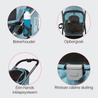 De InnoPet Premium Comfort is de beste hondenbuggy voor honden tot 25kg. hoge duwstang, makkelijk opvouwen, aluminium frame. Beste hondenbuggy voor hardlopen.