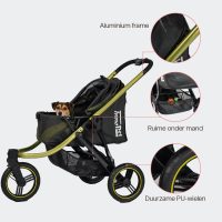 De InnoPet Premium Comfort is de beste hondenbuggy voor honden tot 25kg. hoge duwstang, makkelijk opvouwen, aluminium frame. Beste hondenbuggy voor hardlopen.