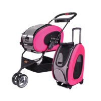 Ibiyaya 5-in-1 hondenbuggy autostoel voor hond rugtas voor huisdier carrier roze