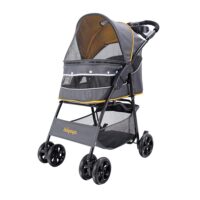 Ibiayaya Cloud 9 compacte hondenbuggy in kleur grijs met morsterd geel