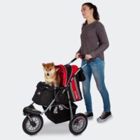 InnoPet Comfort EFA Eco Dog stroller with shiba dog