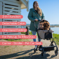 The InnoPet Nomad is a versatile pet stroller with multiple functions: Pet carrier, Dog stroller and Car booster seat for cats or small dogs