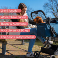De InnoPet 2-in-1 compact is een multifunctionele hondenbuggy met afneembare cabine in de kleur blauw