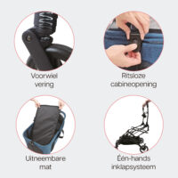Kenmerken van de InnoPet 2-in-1 compact zijn lage prijs, ritsloze cabine sluiting en vering op de voorwielen