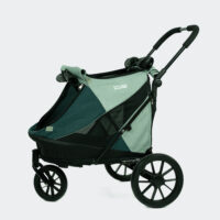 InnoPet Noah Lagoon Green and Grey pet stroller with all terrain wheels that doubles as a travel crate and bike trailer for small dogs