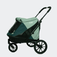 InnoPet Noah Lagoon Green and Grey pet stroller with all terrain wheels that doubles as a travel crate and bike trailer for small dogs