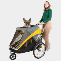 Shepherd Alsation Malinois large dog up to 50kg in dog stroller and bike trailer combination