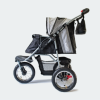 InnoPet Dog Pram Comfort Air Eco Black Silver Side View Mesh Opened