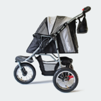 InnoPet Dog Pram Comfort Air Eco Black Silver Side View Cabin Closed