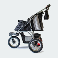 InnoPet Dog Pram Comfort Air Eco Black Silver Side View Cabin Fully Open