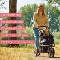 The most populair dog pram in the UK; the InnoPet Comfort EFA black silver. This strudy stroller with solid wheels is perfect for dogs and cats