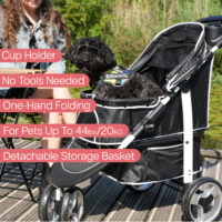 The InnoPet Monaco is a black dog buggy that can carry up to 20 kg.
