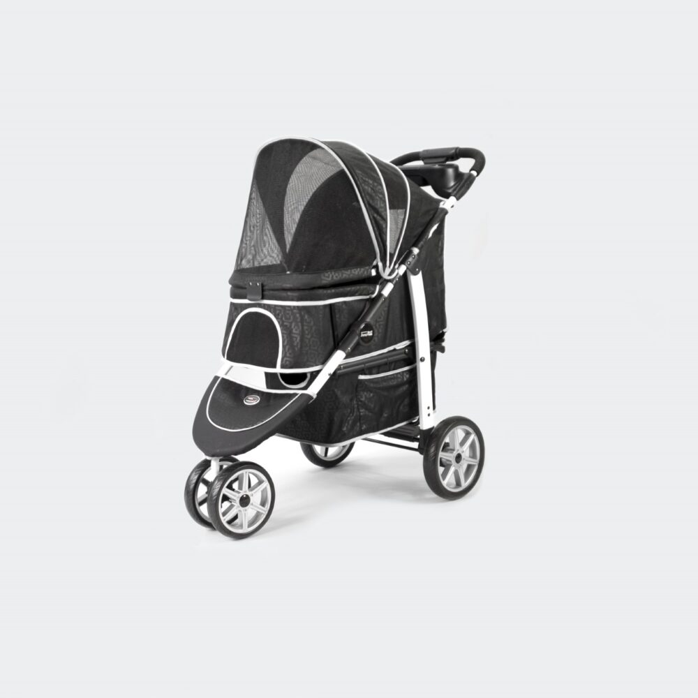 innopet-dog-pram-monaco-black-oblique-front-view