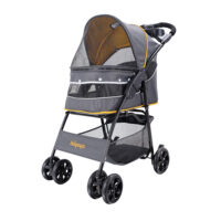 Ibiyaya Cloud 9 compact dog stroller in colour grey with mustard yellow