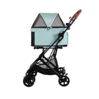 Ibiyaya Travois Tri-Fold dog Stroller in colour light blue. Compactly folding pet stroller with cabin that can be used as pet car seat.