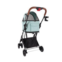 Ibiyaya Travois Tri-Fold dog Stroller in colour light blue. Compactly folding pet stroller with cabin that can be used as pet car seat.