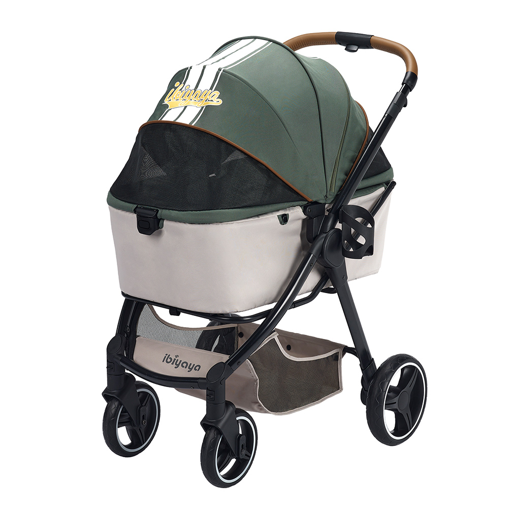 Ibiyaya Retro Luxe pet stroller in colour green