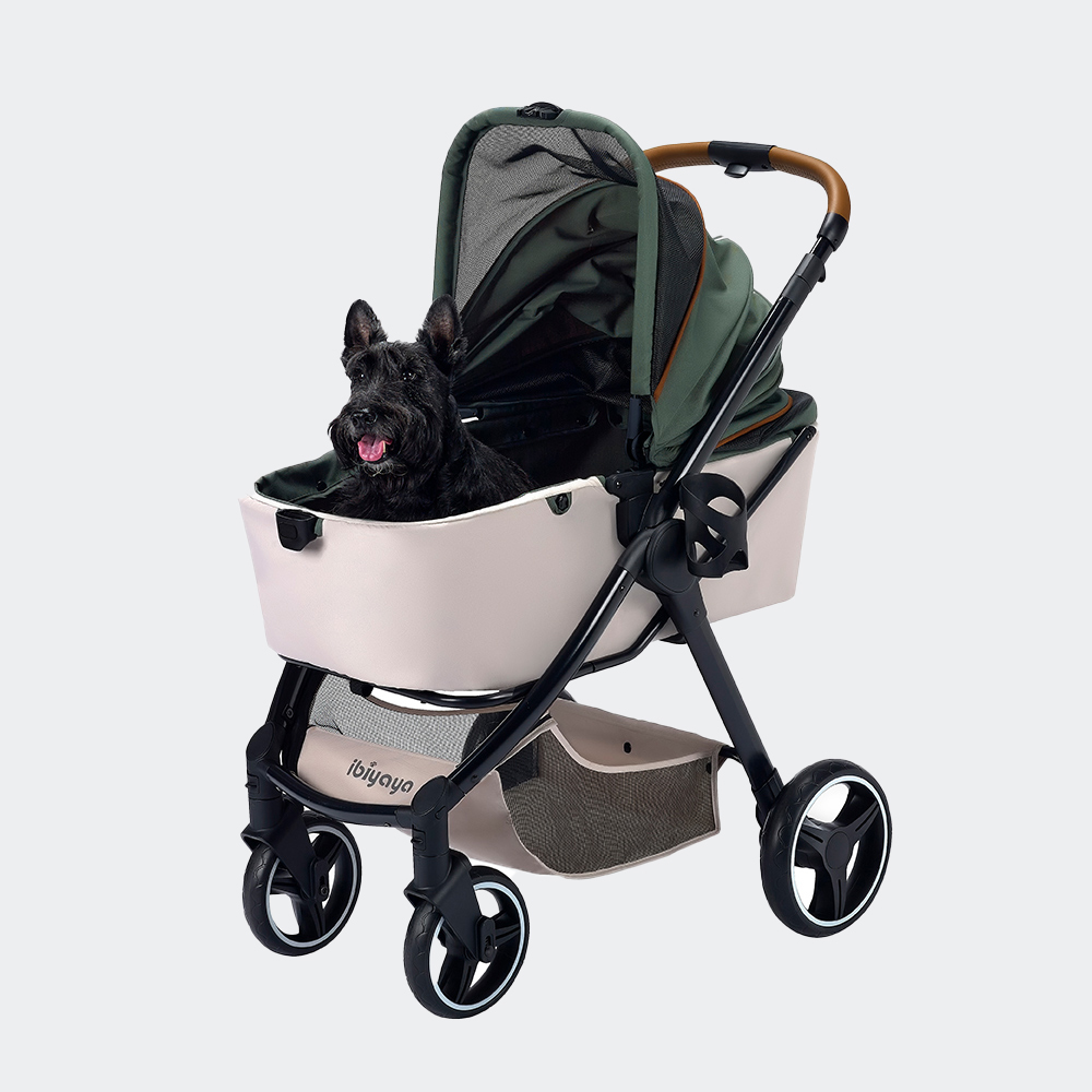 Ibiyaya Retro Luxe Green Dog Pram For Small To Medium Sized Dogs Or Two Dogs 6