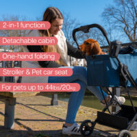The InnoPet 2-in-1 compact is a multifunctional dog buggy with a removable cabin in blue.