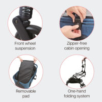 Features of the InnoPet 2-in-1 compact include its low price, zip-free cabin closure and suspension on the front wheels.