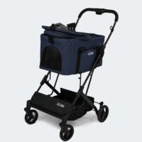 Compact folding cat buggy from InnoPet in colour blue with detachable cabin