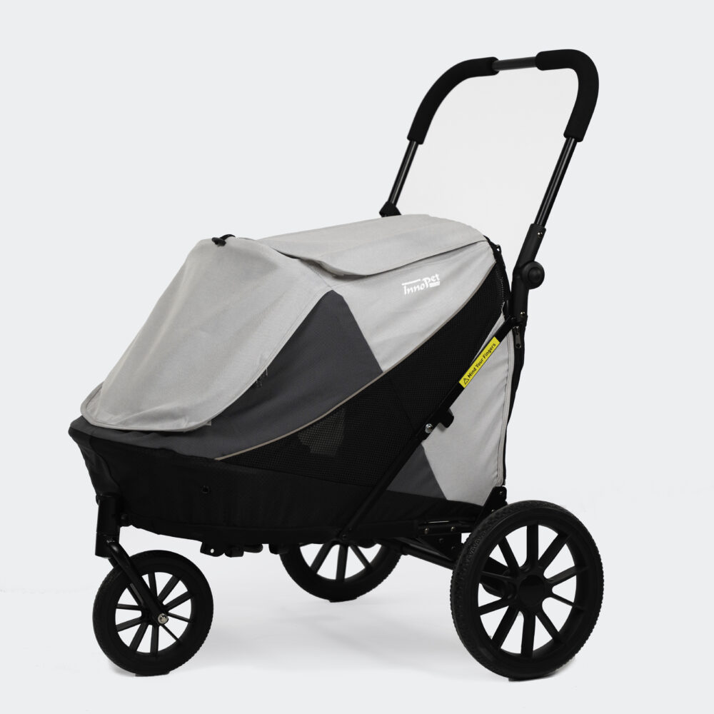Innopet Noah Pebble and Stone Grey dog stroller that doubles as a small dog trailer with adjustable handle bar and all terrain wheels